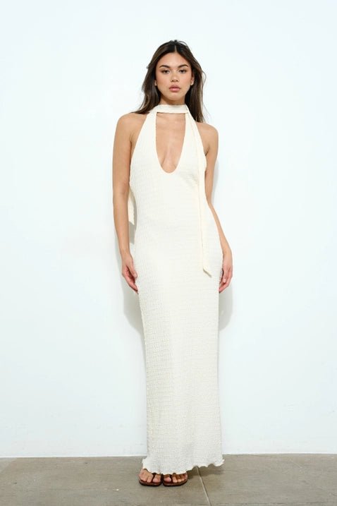 Ivory Textured Knit Maxi Dress STYLED BY ALX COUTURE Ivory Textured Knit Maxi Dress STYLED BY ALX COUTURE