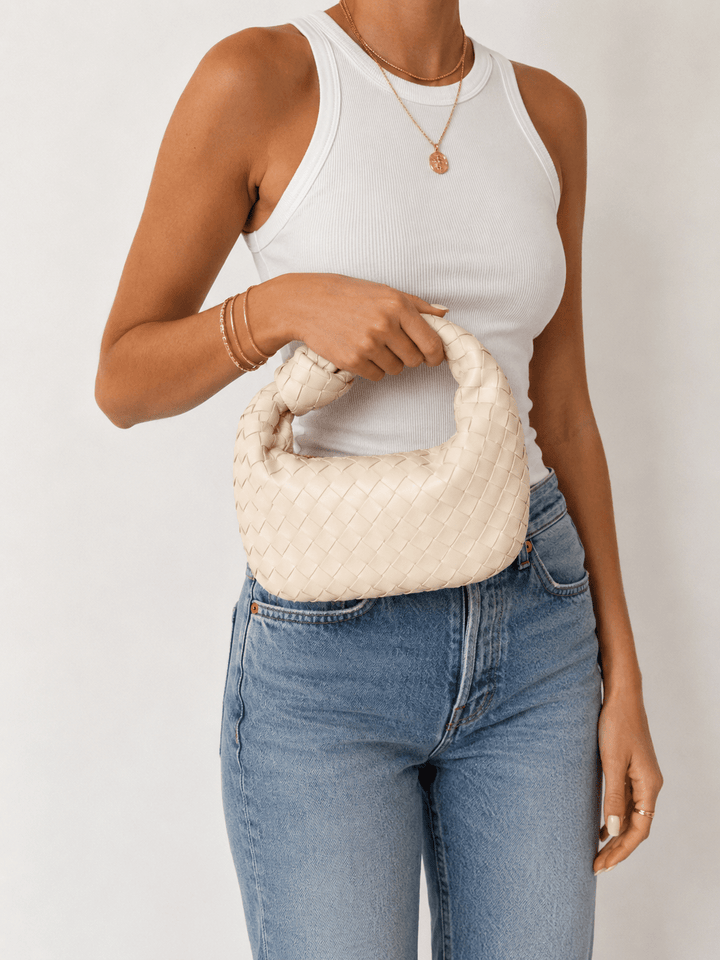 Ivory Woven Faux Leather Mini Bag - STYLED BY ALX COUTURE