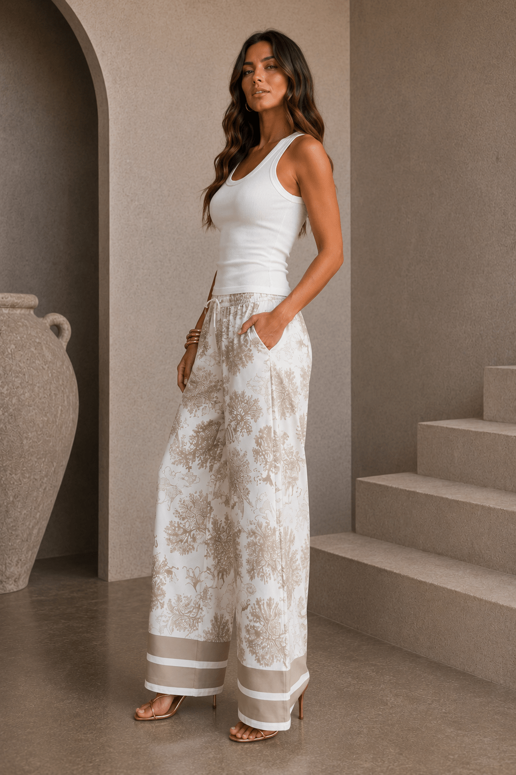 Khaki Bohemian Jungle Print Pants - STYLED BY ALX COUTUREPANTS