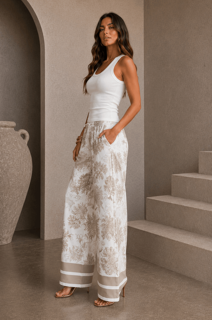Khaki Bohemian Jungle Print Pants - STYLED BY ALX COUTUREPANTS