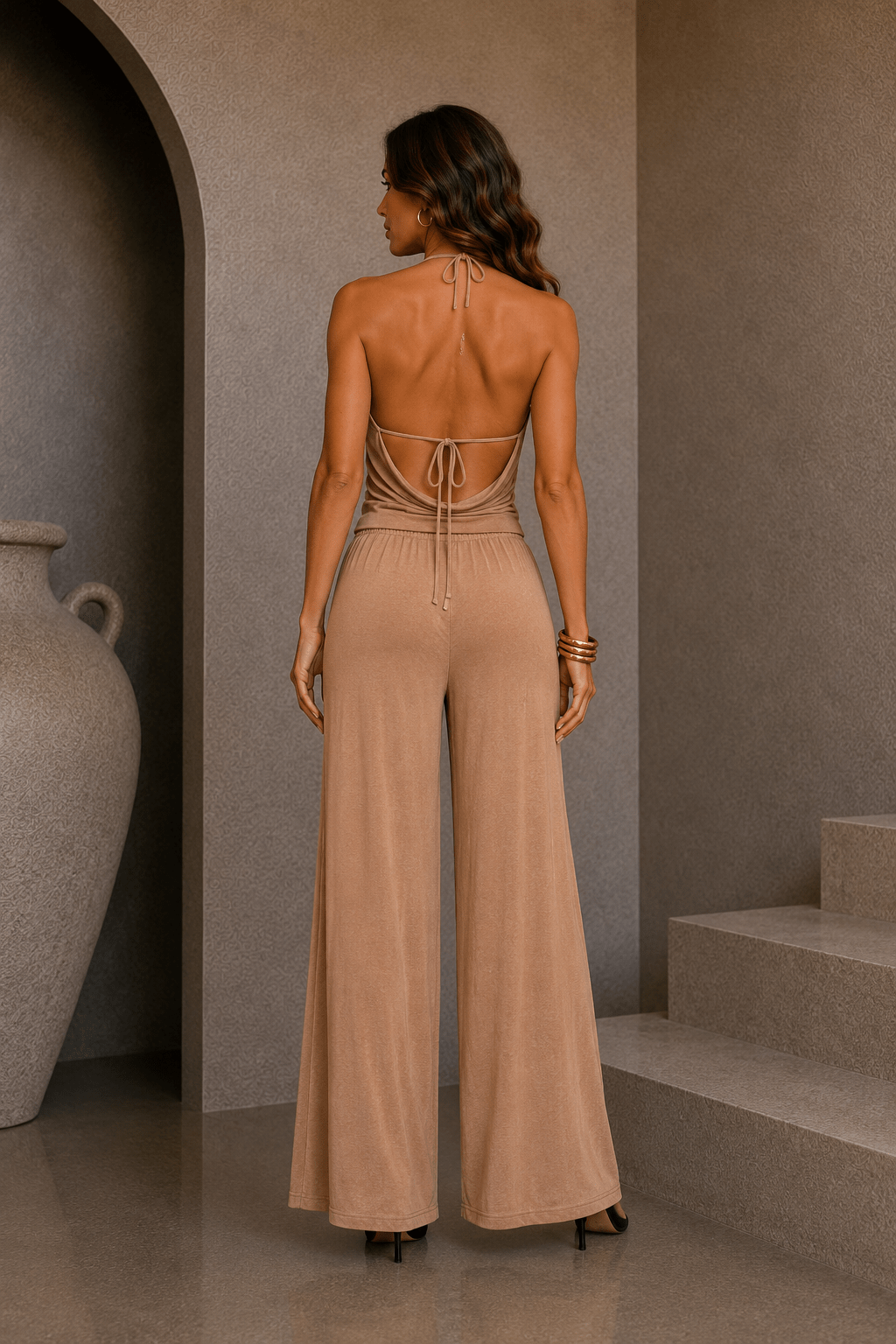 Khaki Cowl Pant Set - STYLED BY ALX COUTUREOutfit Sets