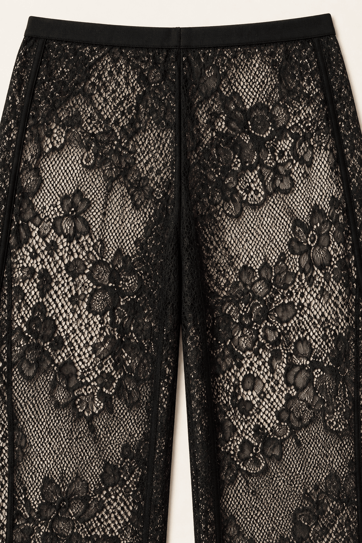 Khaki Satin Lace Pants Set - STYLED BY ALX COUTUREOutfit Sets