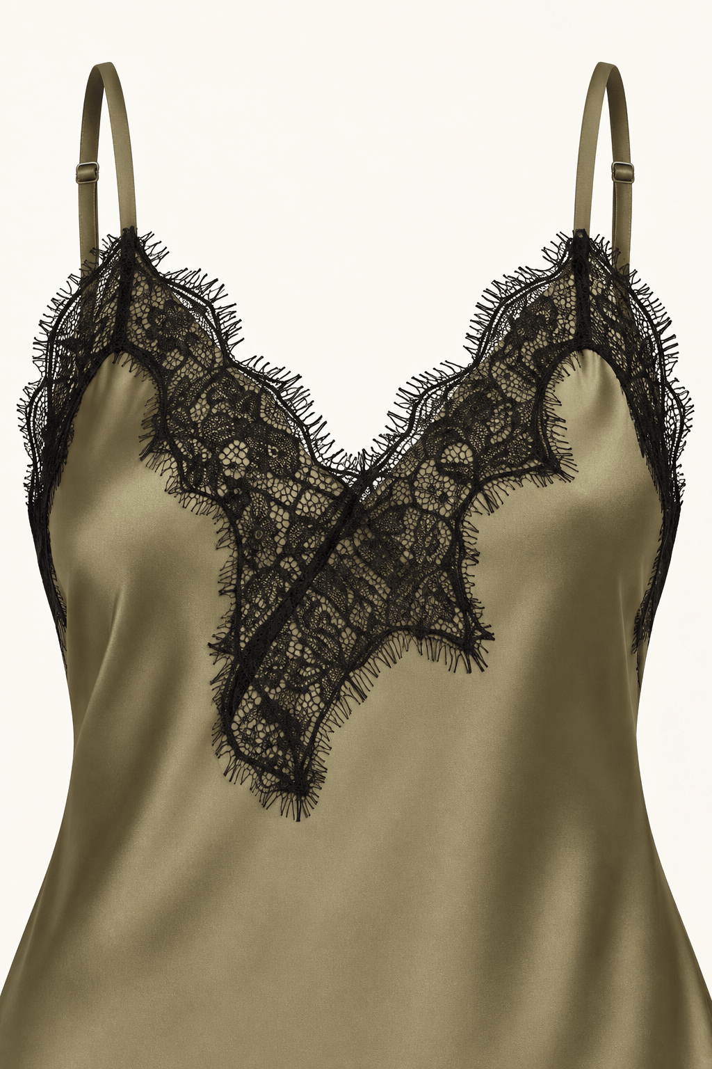 Khaki Satin Lace Pants Set - STYLED BY ALX COUTUREOutfit Sets