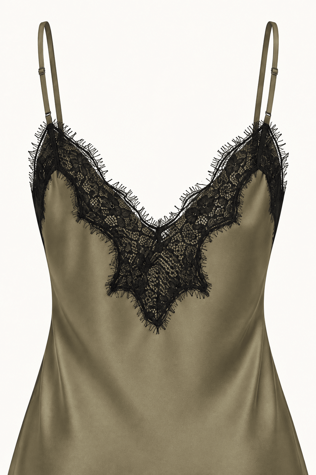 Khaki Satin Lace Pants Set - STYLED BY ALX COUTUREOutfit Sets