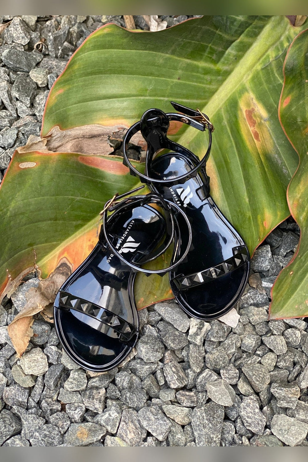 Kids Aria Black Studded Sandals with waterproof build
