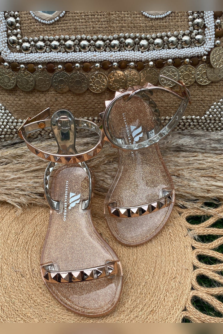 Kids Aria Rose Gold Sandals with mommy and me matching style