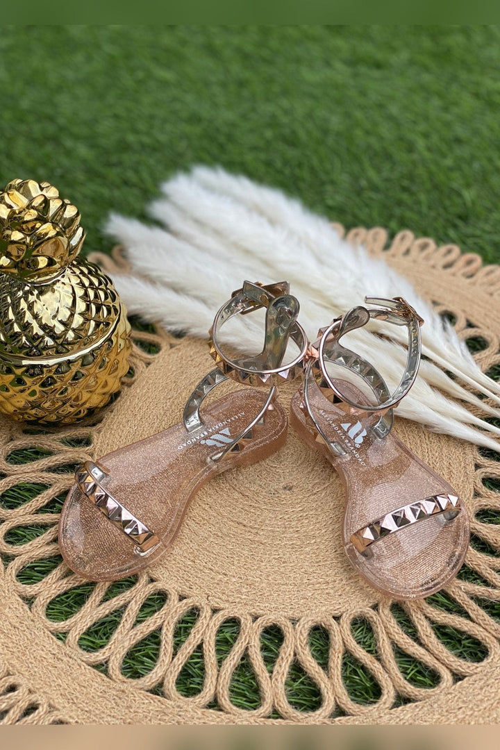 Kids Aria Rose Gold Sandals with kids jelly sandal