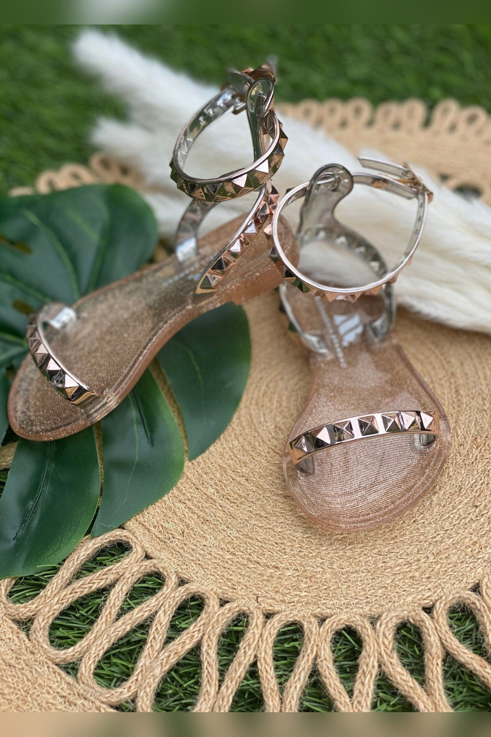 Kids Aria Rose Gold Sandals with kids jelly sandal