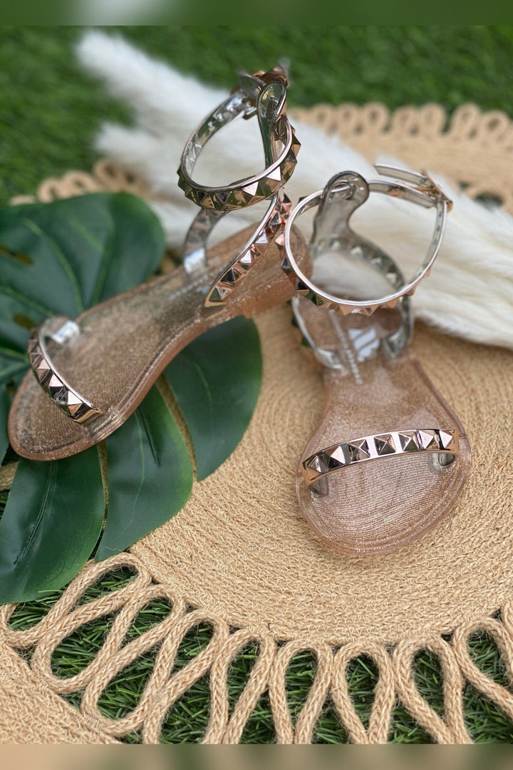 Kids Aria Rose Gold Sandals with kids jelly sandal