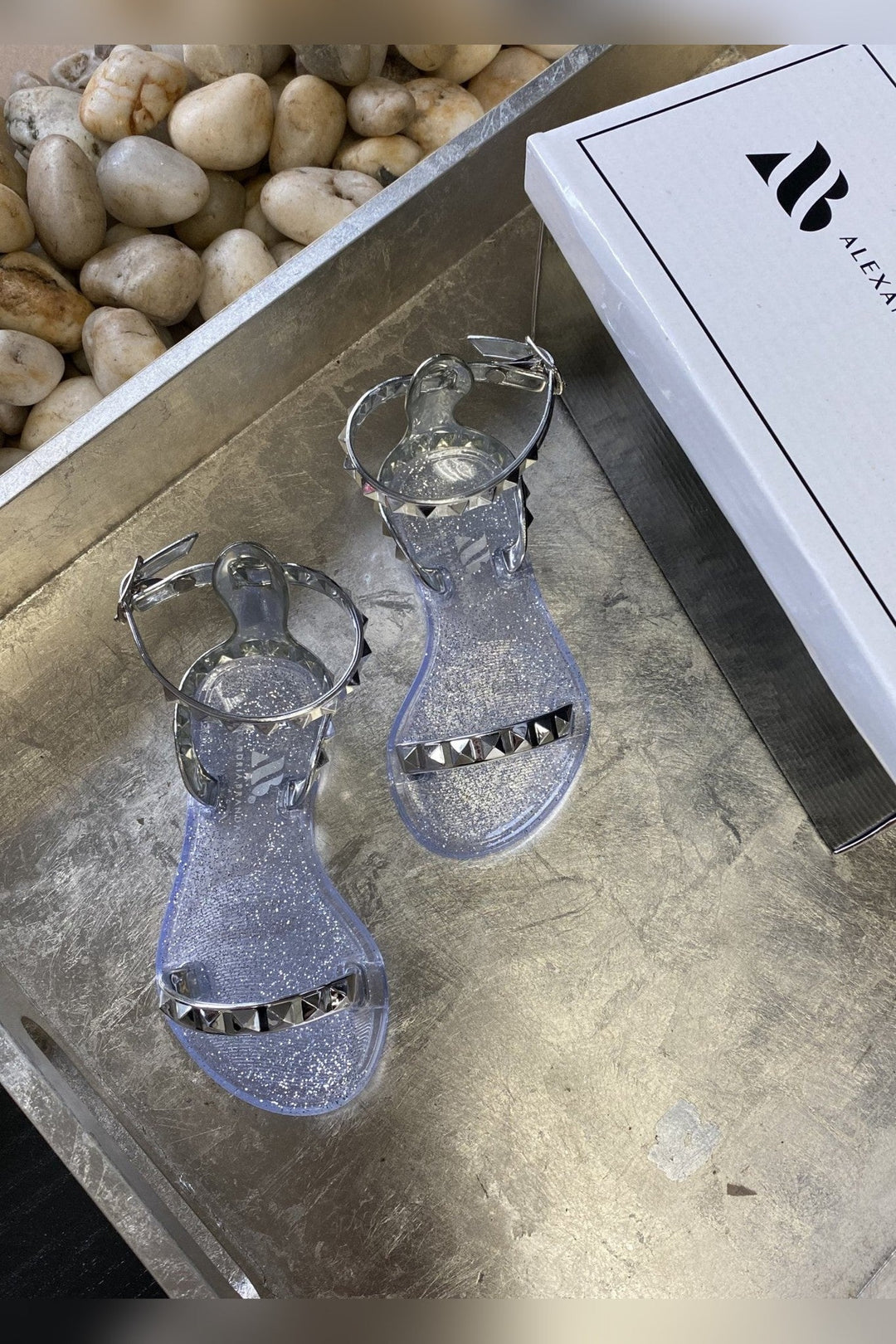 Kids Aria Silver Studded Sandals with kids jelly sandal