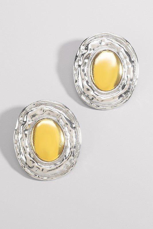 Large Gold &amp; Silver Sphere Statement Stud Earrings - STYLED BY ALX COUTUREEARRINGS