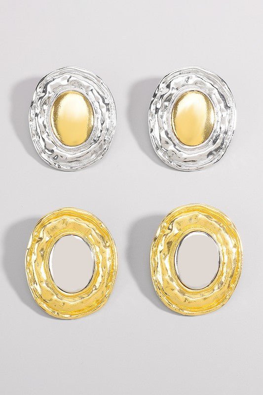 Large Gold &amp; Silver Sphere Statement Stud Earrings - STYLED BY ALX COUTUREEARRINGS