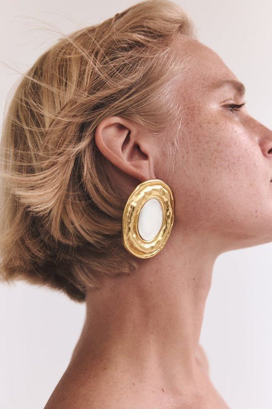 Large Gold &amp; Silver Sphere Statement Stud Earrings - STYLED BY ALX COUTUREEARRINGS