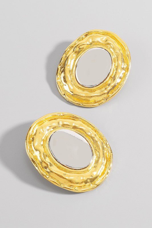 Large Gold &amp; Silver Sphere Statement Stud Earrings - STYLED BY ALX COUTUREEARRINGS