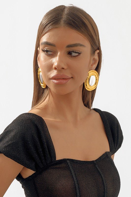 Large Gold &amp; Silver Sphere Statement Stud Earrings - STYLED BY ALX COUTUREEARRINGS