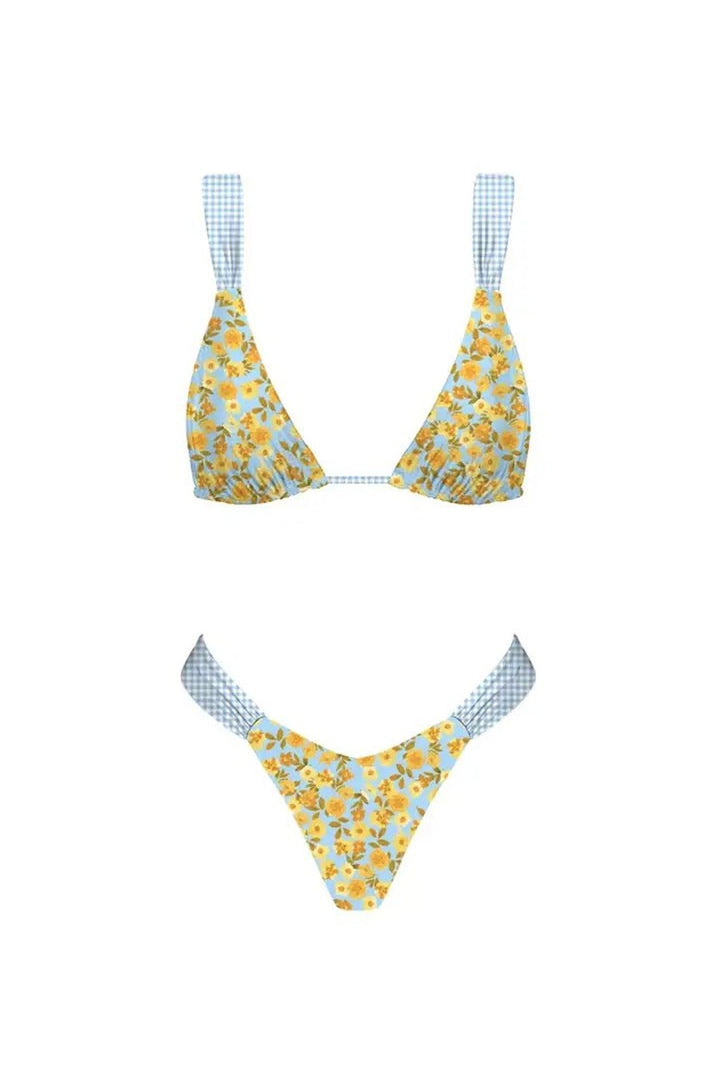 Lemon Yellow Gingham Bikini - STYLED BY ALX COUTURESwimwear