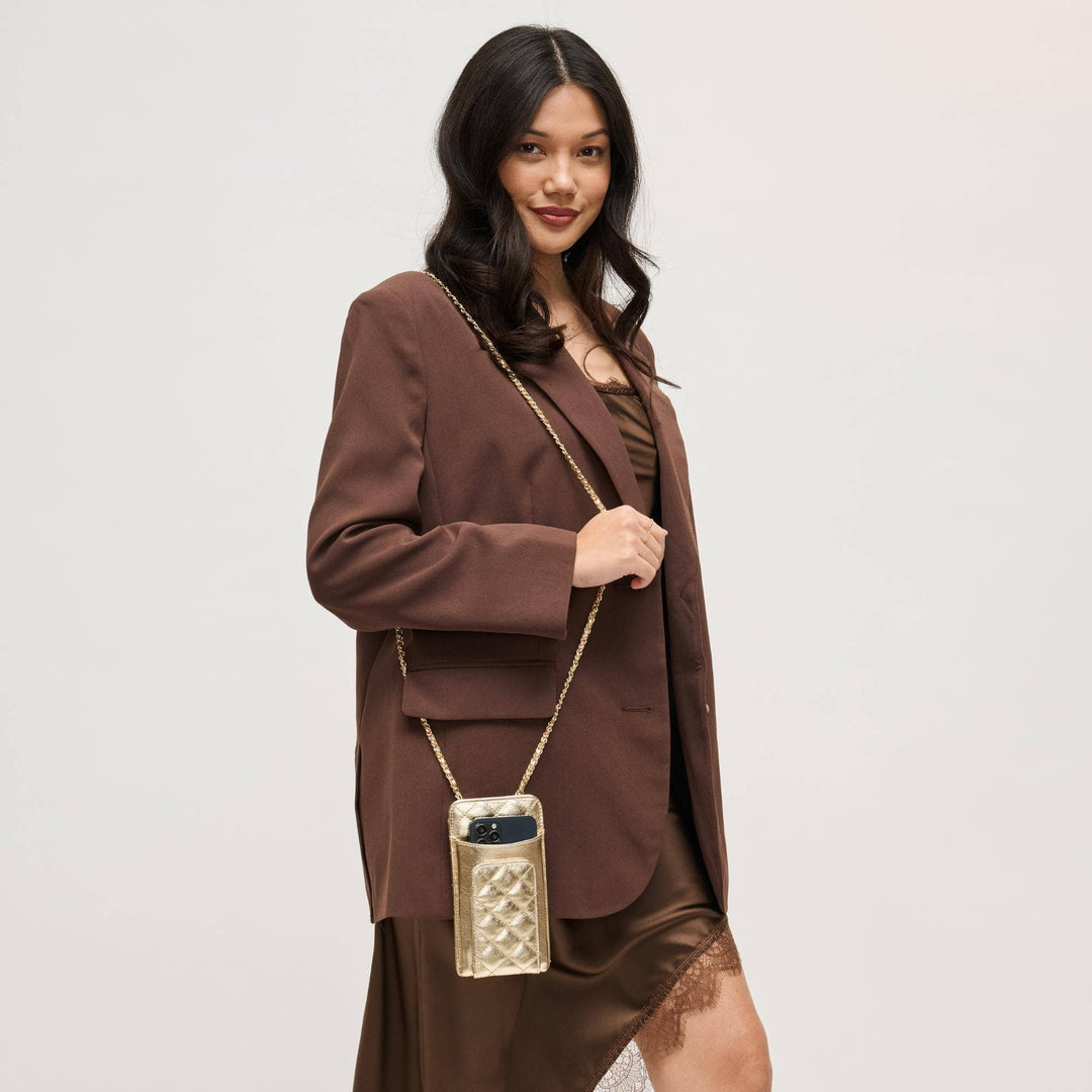 Light Gold Quilted Phone Crossbody - STYLED BY ALX COUTUREHandbags