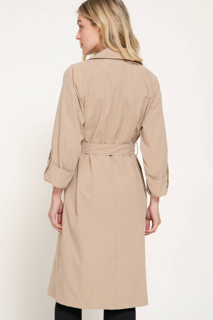 Light Khaki Belted Trench Coat - STYLED BY ALX COUTUREOuterwear