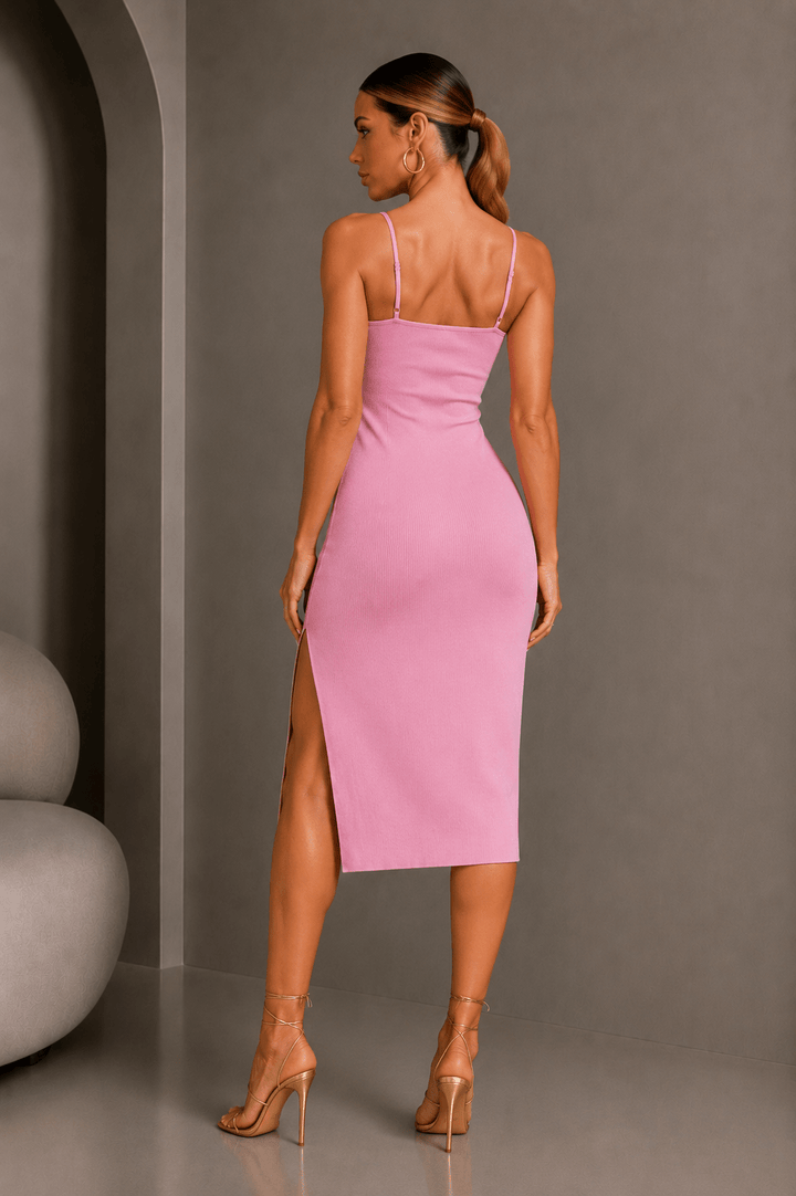 Light Pink Side Slit Cami Dress - STYLED BY ALX COUTUREDresses