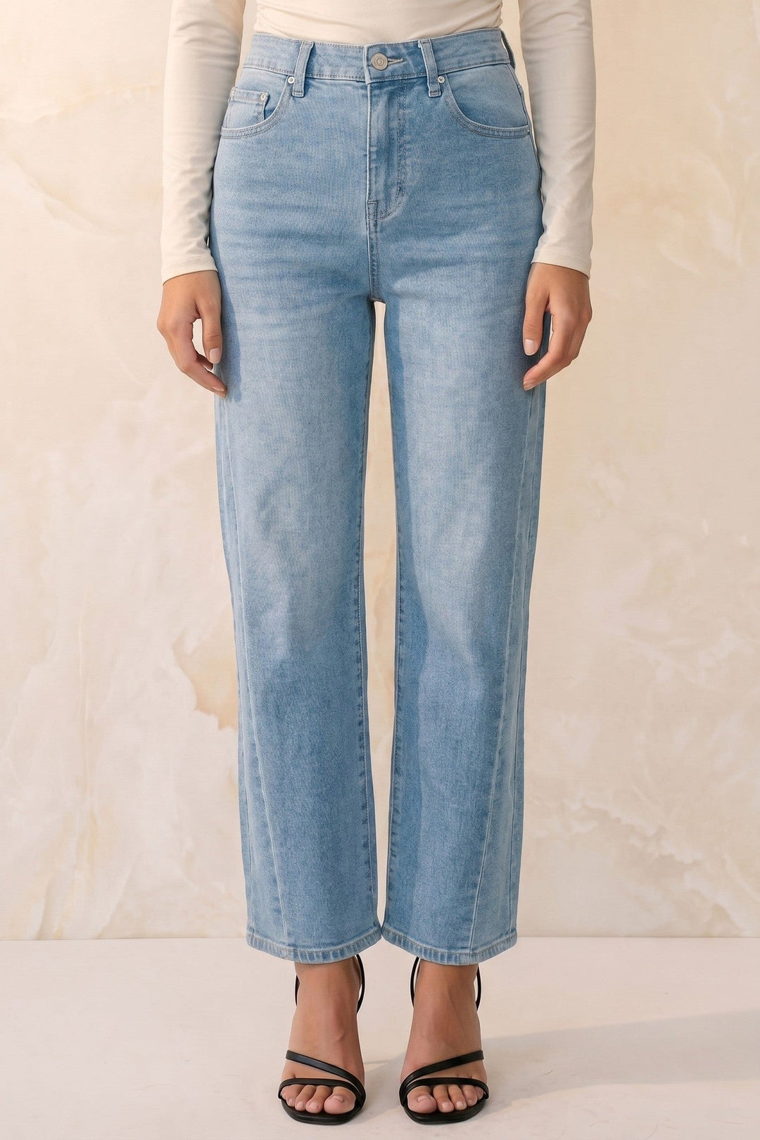 Light Wash Side Seam Straight Leg Jeans - STYLED BY ALX COUTUREJeans