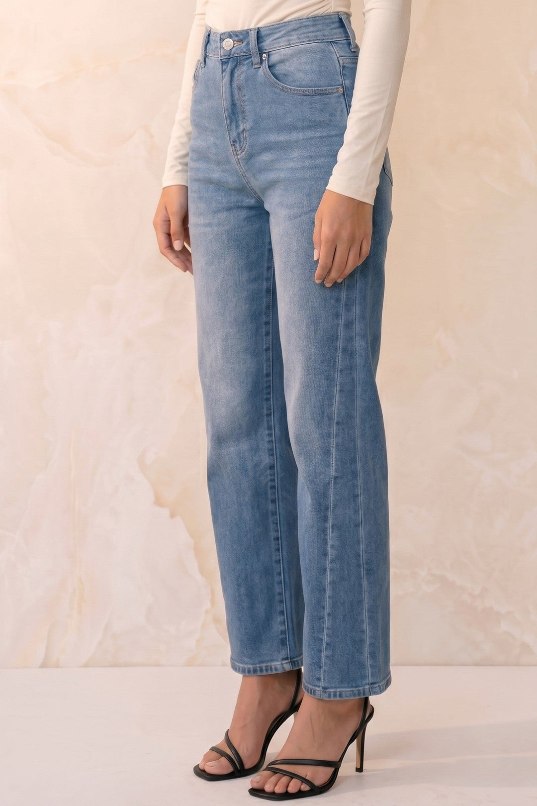 Light Wash Side Seam Straight Leg Jeans - STYLED BY ALX COUTUREJeans