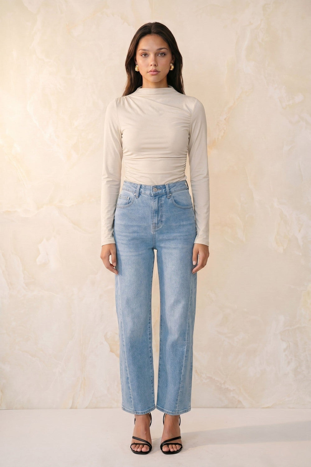 Light Wash Side Seam Straight Leg Jeans - STYLED BY ALX COUTUREJeans