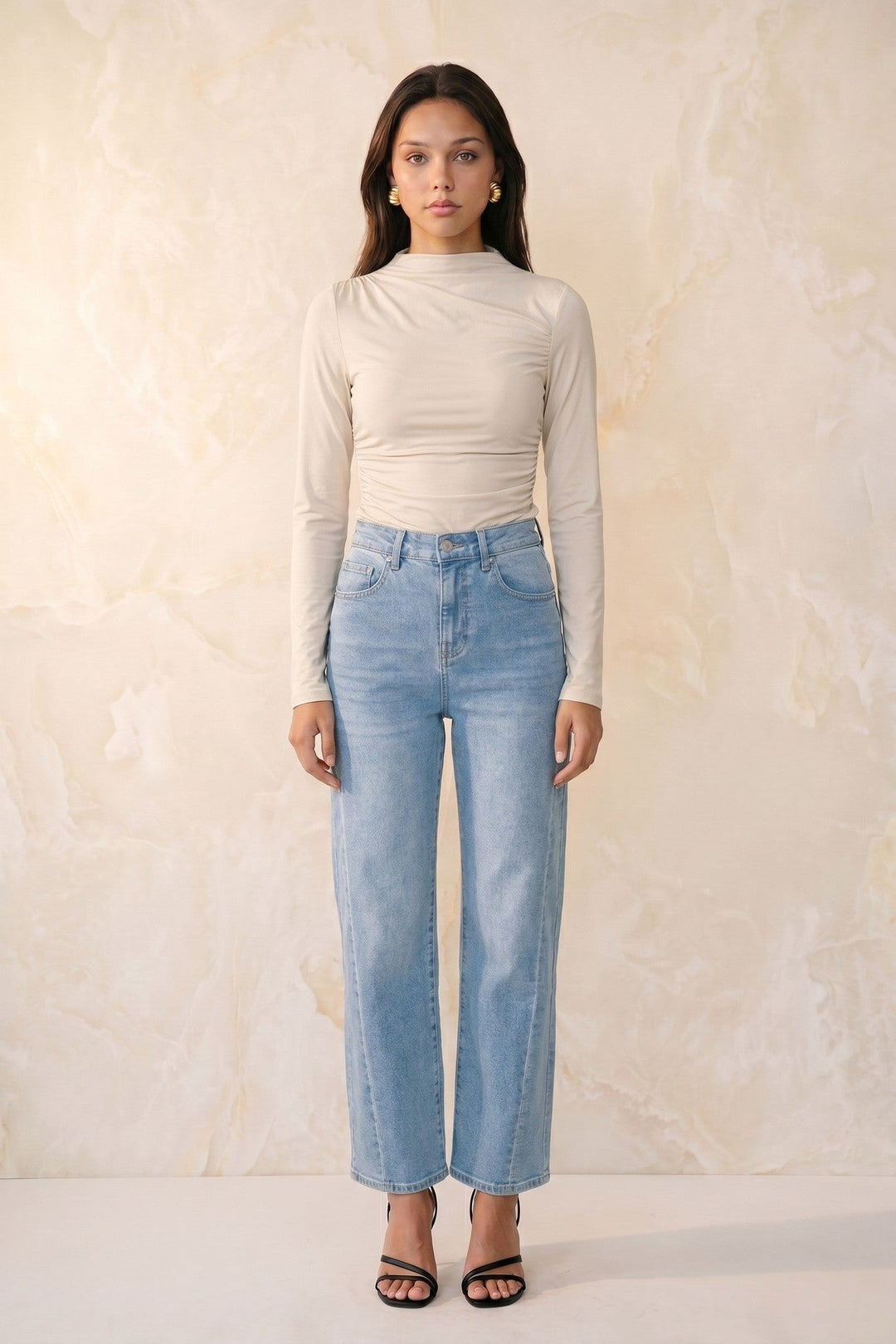 Light Wash Side Seam Straight Leg Jeans - STYLED BY ALX COUTUREJeans