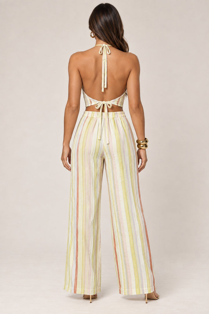 Lime Striped Halter Pant Set - STYLED BY ALX COUTUREOutfit Sets