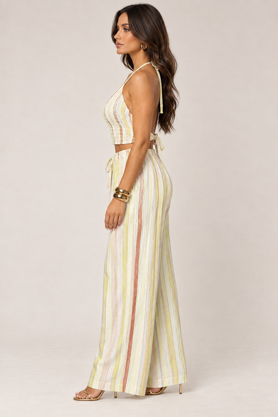 Lime Striped Halter Pant Set - STYLED BY ALX COUTUREOutfit Sets