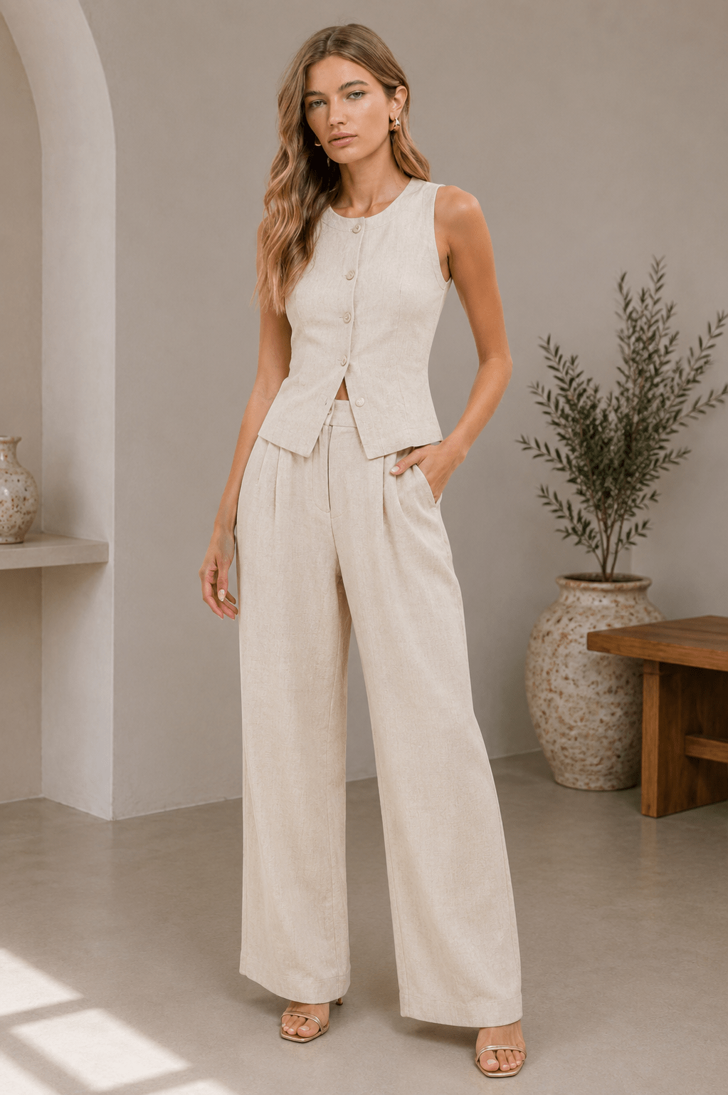 Linen High - waisted Pants - STYLED BY ALX COUTUREPANTS