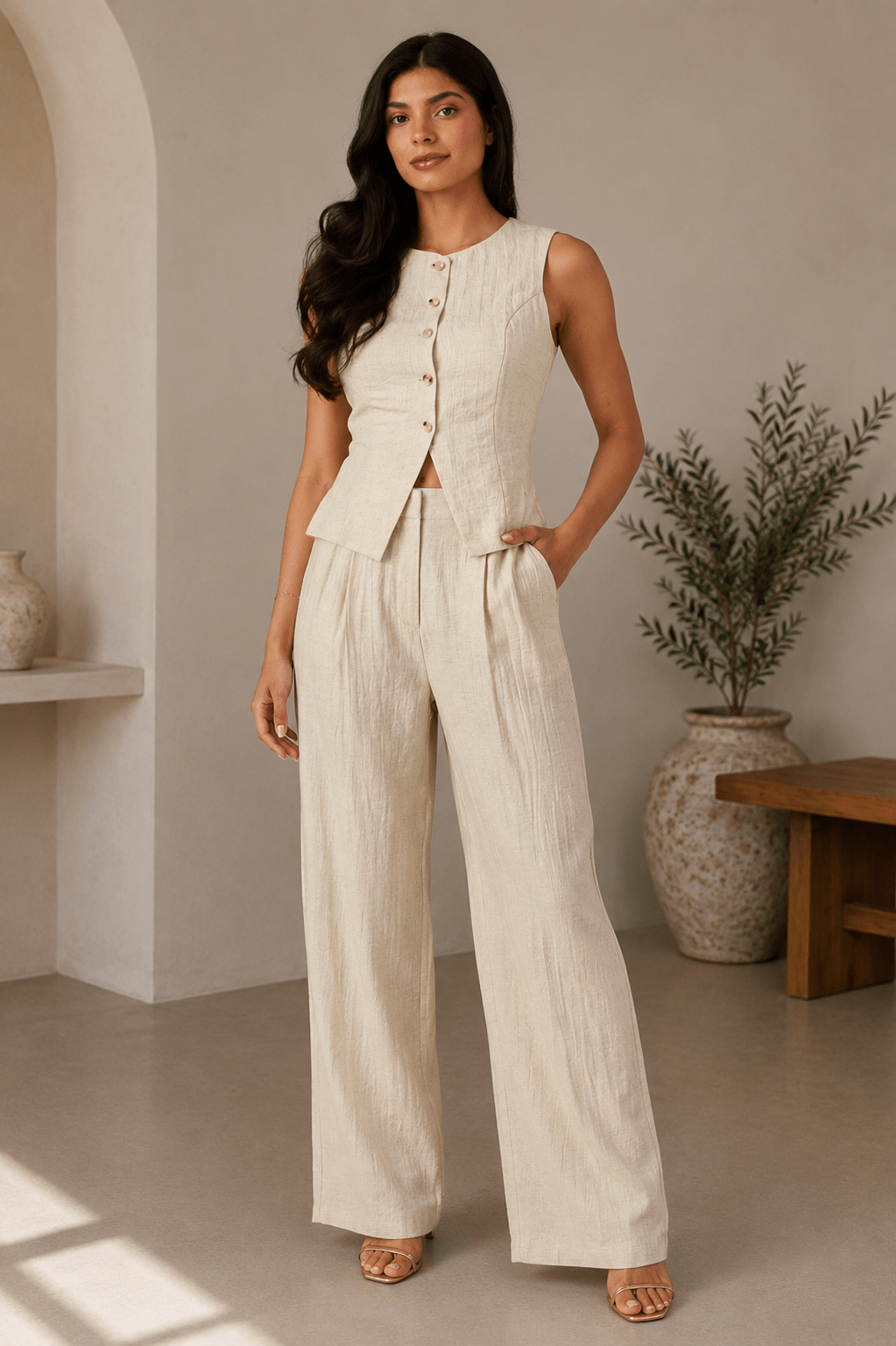 Linen High - waisted Pants - STYLED BY ALX COUTUREPANTS