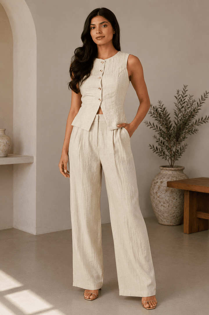 Linen High - waisted Pants - STYLED BY ALX COUTUREPANTS