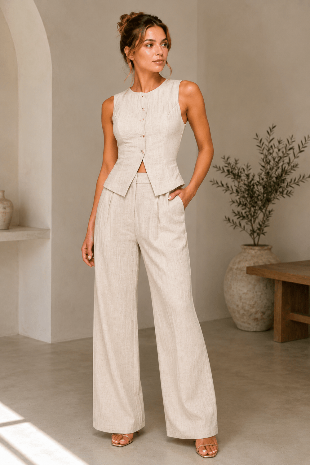 Linen High - waisted Pants - STYLED BY ALX COUTUREPANTS