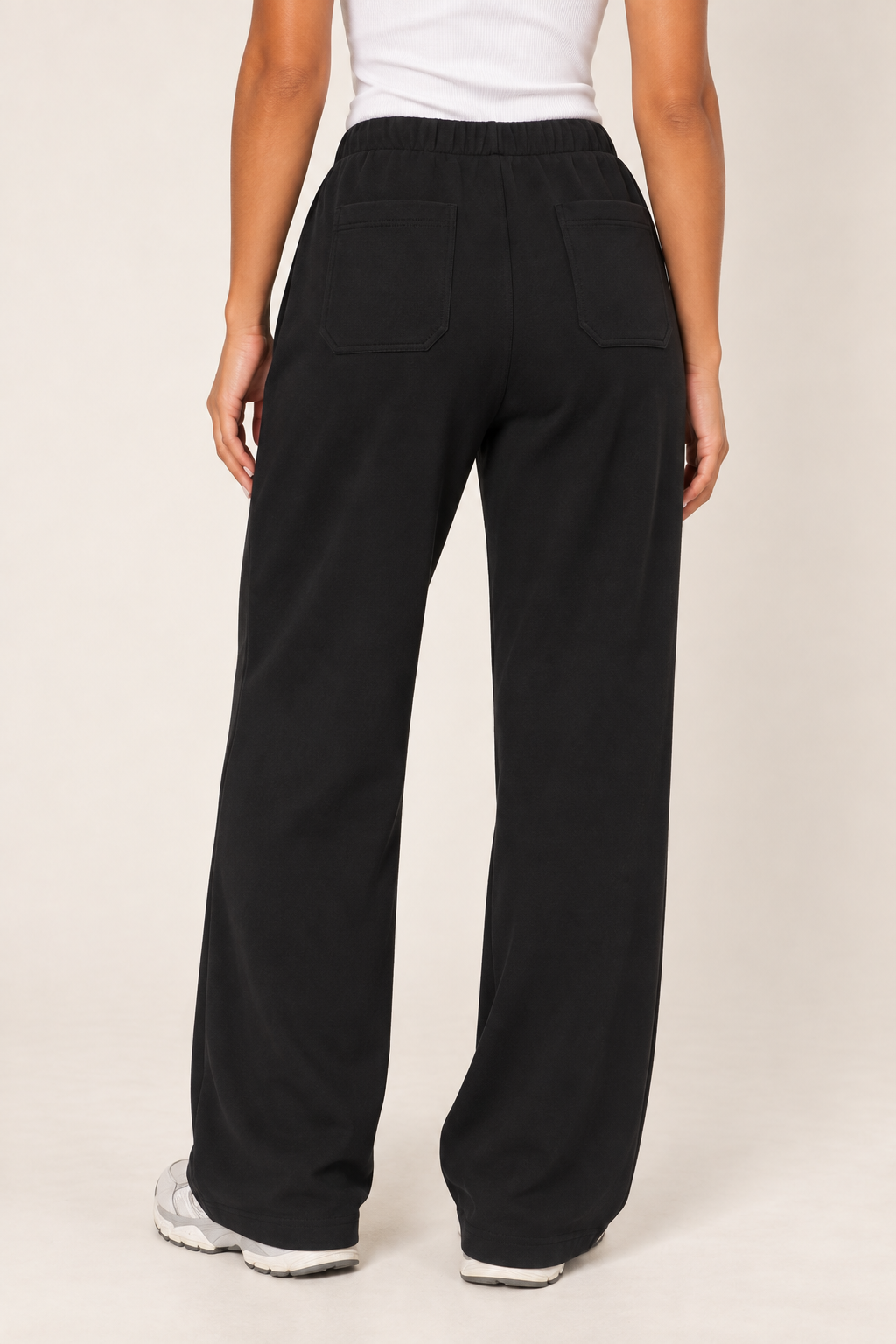 Black LOVE TREE wide-leg drawstring sweatpants — Sweatpants · rear pocket detail