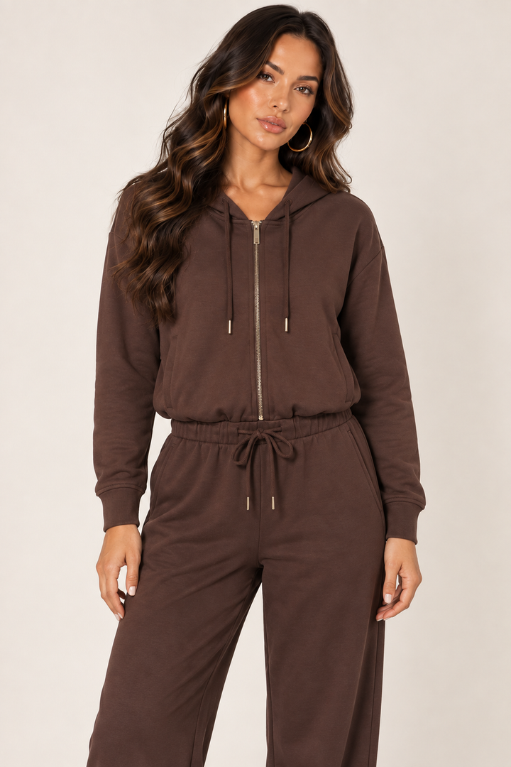 Chocolate LOVE TREE cropped zip hoodie — Hoodie · front zipped