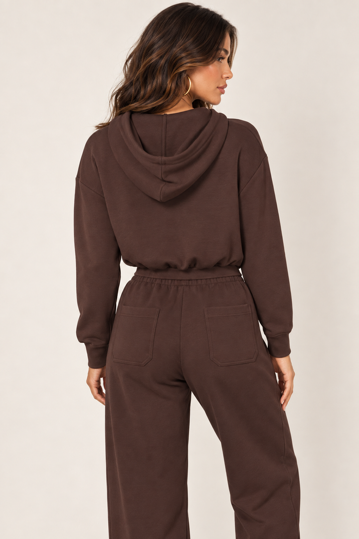 Chocolate LOVE TREE cropped zip hoodie — Hoodie · rear detail