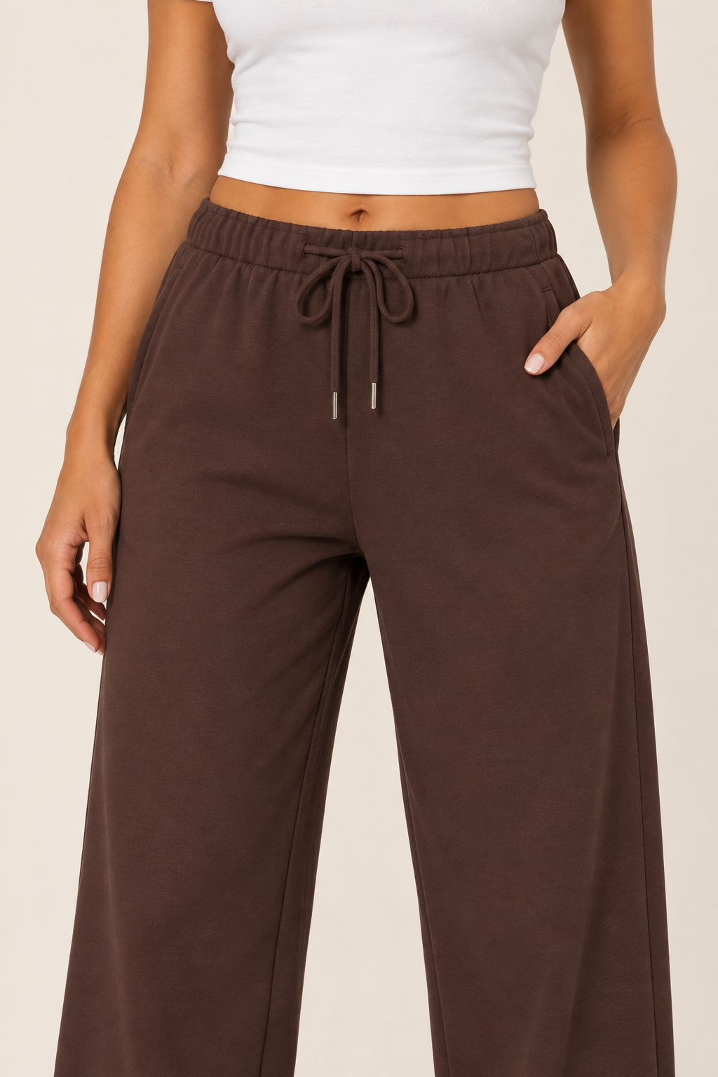 Chocolate LOVE TREE wide-leg drawstring sweatpants — Sweatpants · drawstring waist