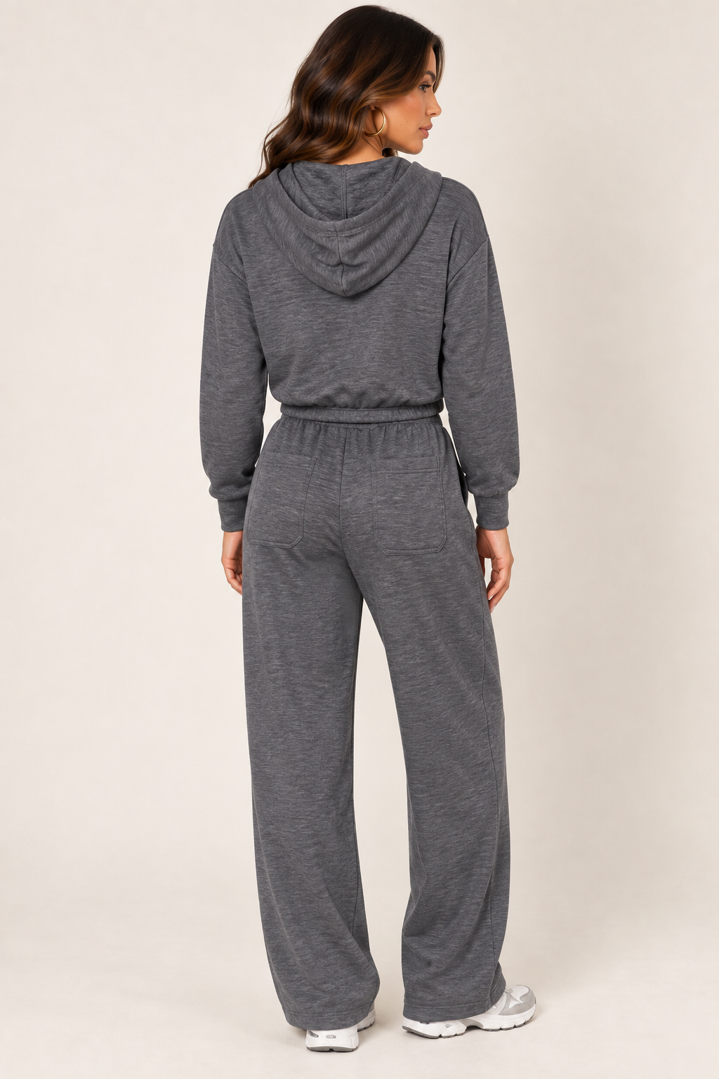 Dark Heather Grey LOVE TREE cropped zip hoodie — Hoodie · rear detail