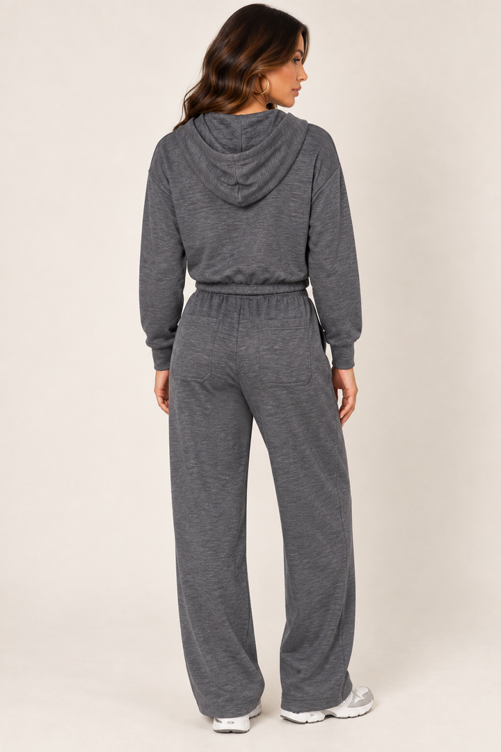 Dark Heather Grey LOVE TREE cropped zip hoodie — Hoodie · rear detail