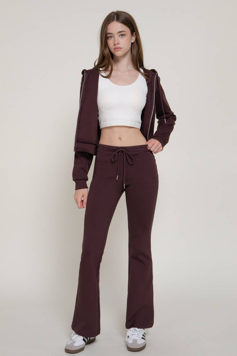 Maroon Flare Knit Pants - STYLED BY ALX COUTUREPants