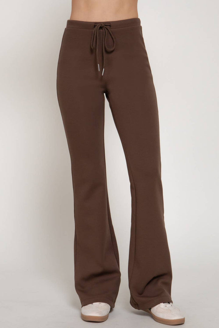 Maroon Flare Knit Pants - STYLED BY ALX COUTUREPants