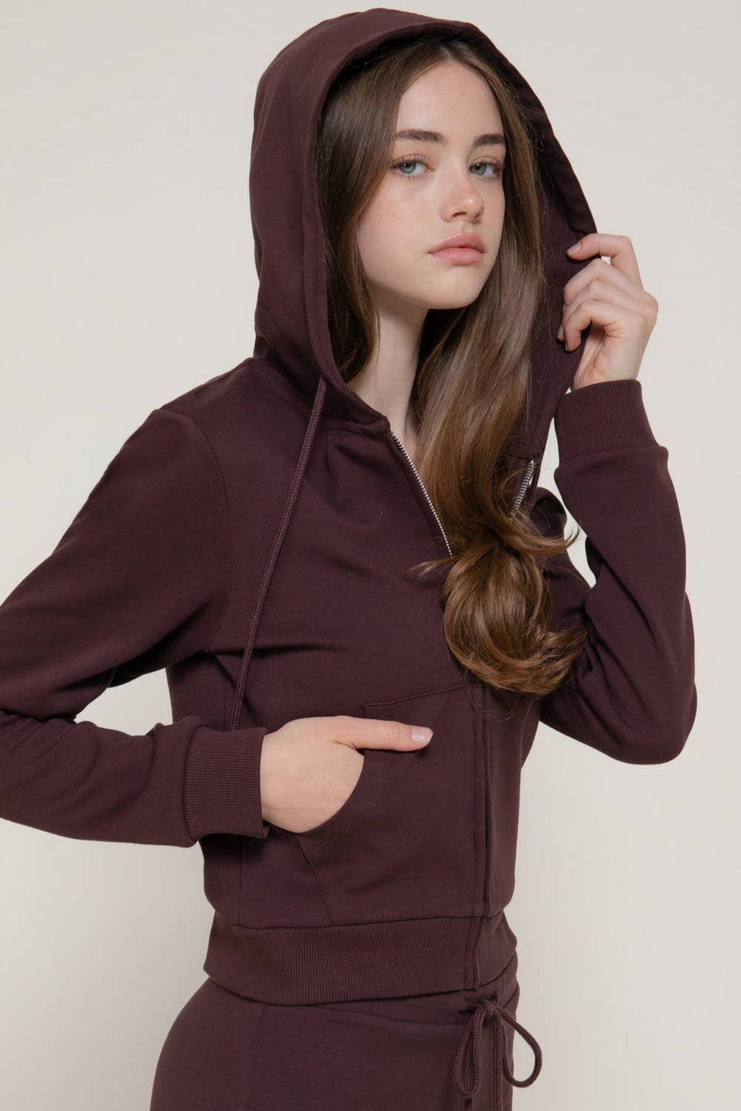 Maroon Hoodie Knit Jacket - STYLED BY ALX COUTURETops