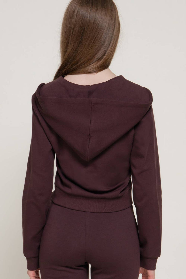 Maroon Hoodie Knit Jacket - STYLED BY ALX COUTURETops