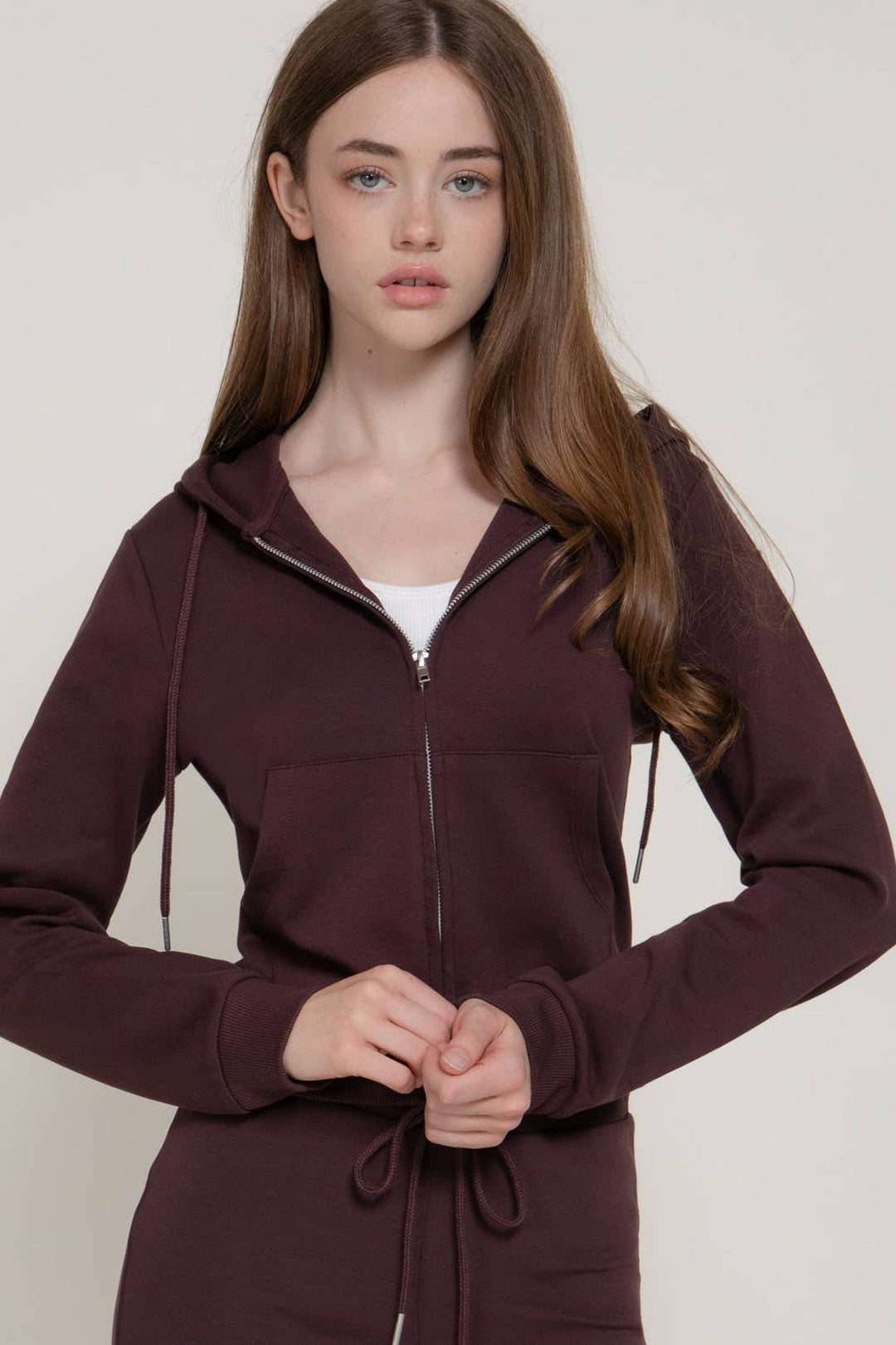 Maroon Hoodie Knit Jacket - STYLED BY ALX COUTURETops