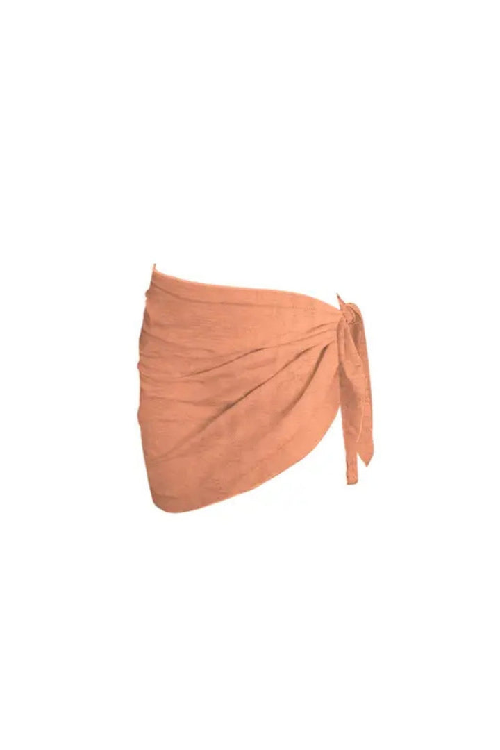 Terracotta semi sheer wrap sarong swim cover up skirt with side tie