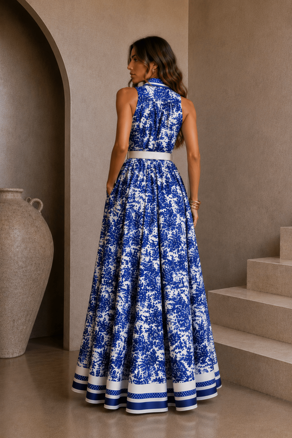 Navy Button Down Shirt Maxi Dress - STYLED BY ALX COUTUREDresses