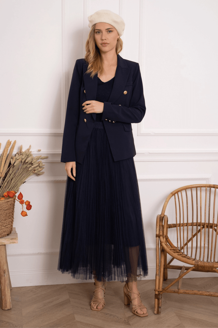 Navy Fitted Blazer Jacket - STYLED BY ALX COUTUREBlazer