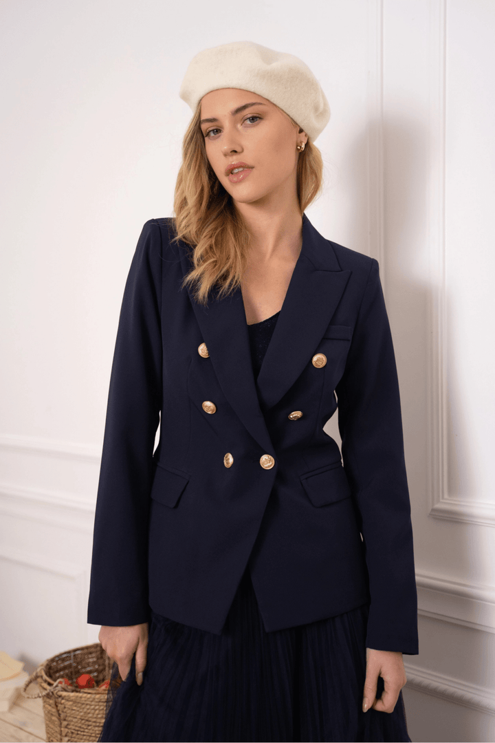 Navy Fitted Blazer Jacket - STYLED BY ALX COUTUREBlazer