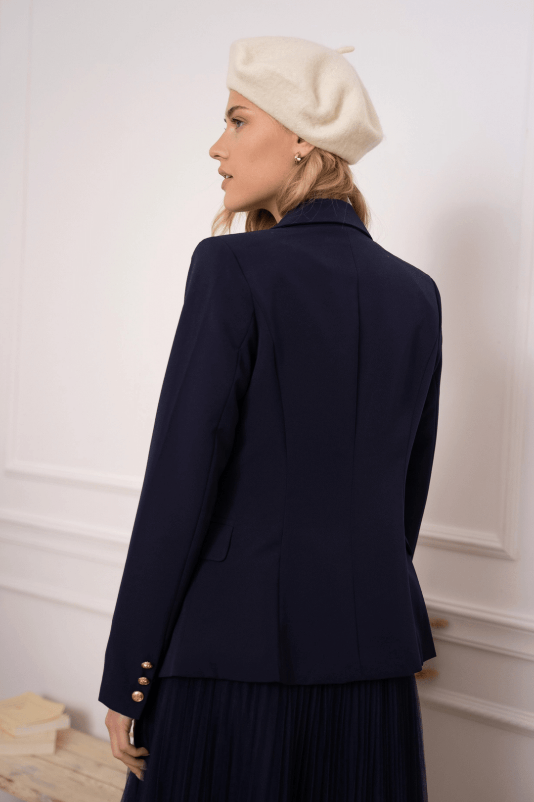 Navy Fitted Blazer Jacket - STYLED BY ALX COUTUREBlazer