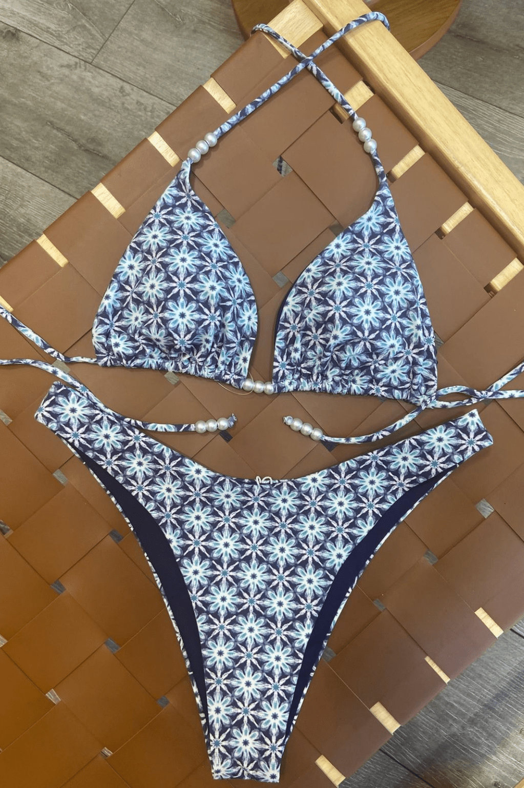 Navy Hippie Pearls Bikini Set - STYLED BY ALX COUTURESwimwear